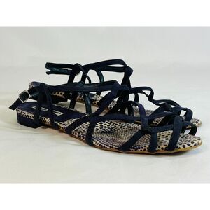 Manolo Blahnik Navy Strappy Sandal 38 1/2 READ DESCRIPTION